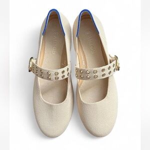 Rothy's gold tone buckle and grommet mary janes